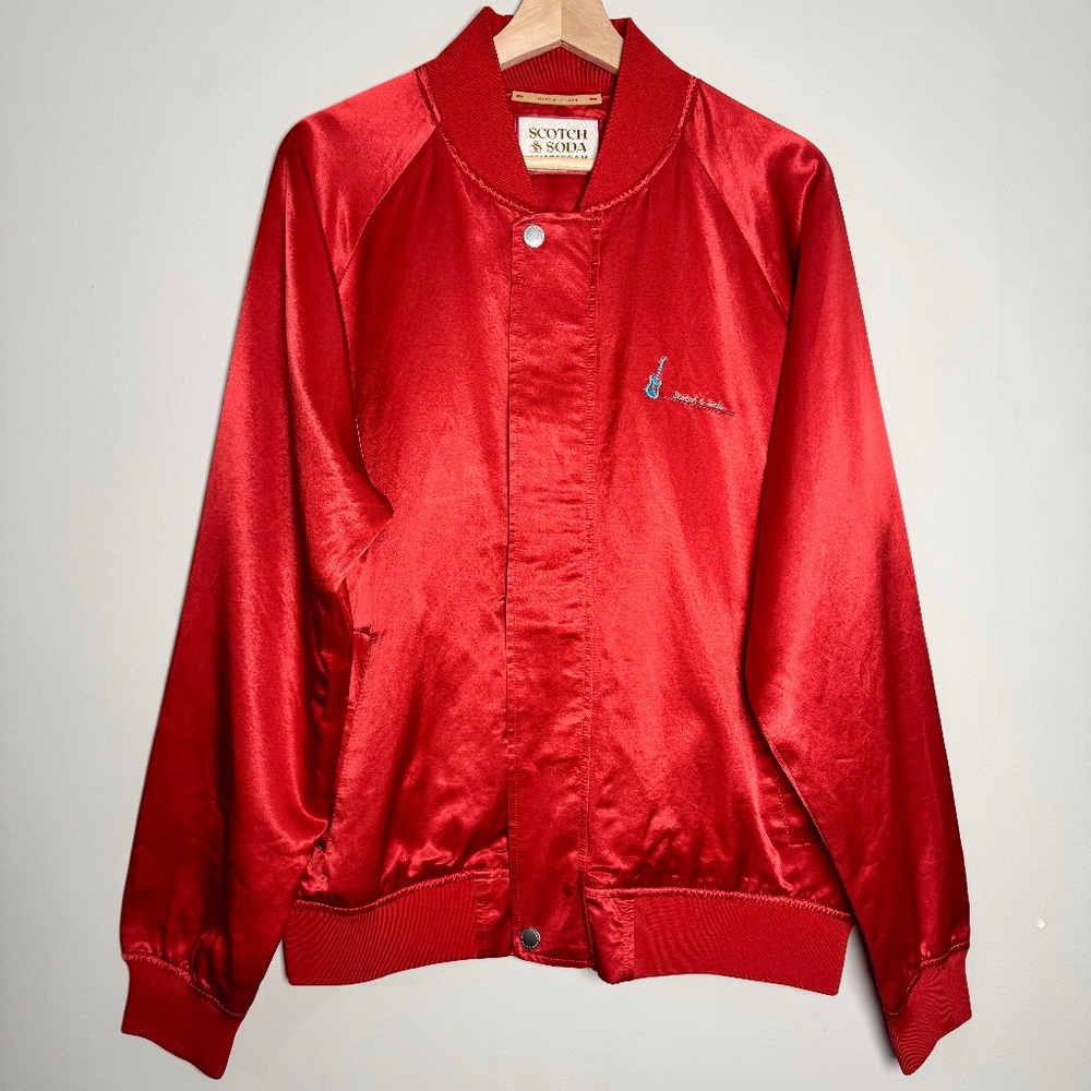 Scotch & Soda Amsterdam Souvenir Red Bomber Jacket Sz M